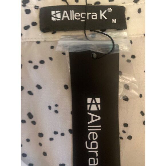 NWT Allegra K Women's White & Black Polka Dot Short Sleeve Blouse Size Medium - Picture 4 of 9